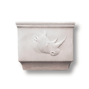 Potstory - Square Pot with Rhino Motive - White