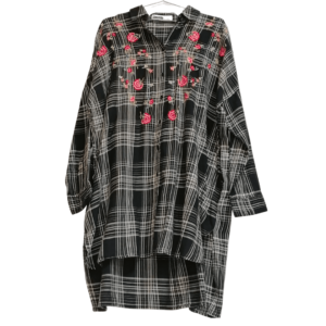 Shirt With Cotton Embroidery Flowers