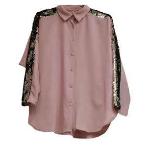 Pink Shirt With Sequins On Sleeves