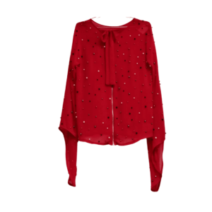 Chiffon Shirt With Pearl Detail & Front Zip