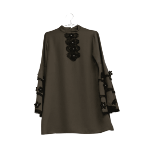 Shirt With 3D Flowers On Bell Sleeves