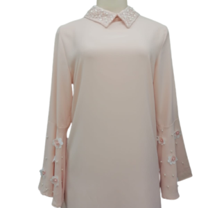 Shirt pearl and 3d cut out flower