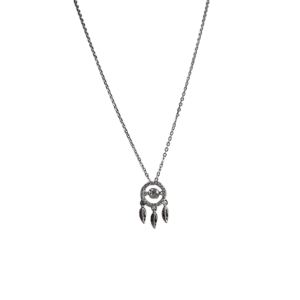 7N007 Dreamcatcher Sterling Silver CZ Pendant And Chain