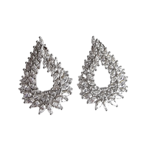 L138 Peacock Sterling Silver CZ Drop Earrings