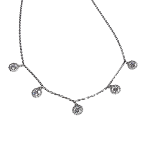 TL146 Round Sterling Silver CZ Chain