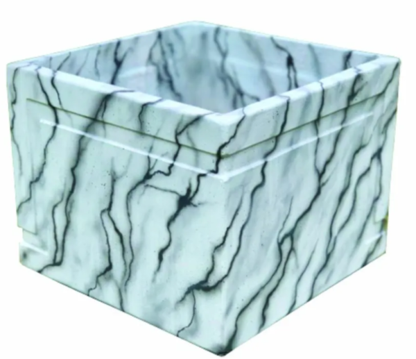 Potstory Marble Finish Meadow Pot White