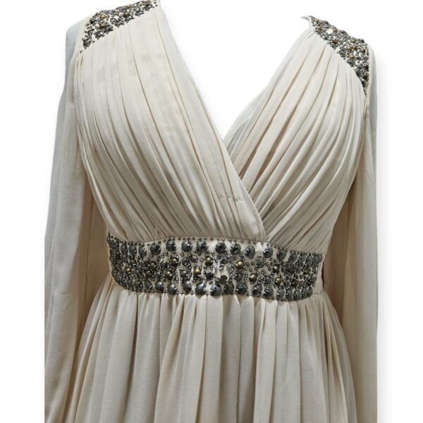 Cream Chiffon Stud & Stone Detail Dress - Image 2