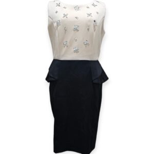 Scuba Glass Work Dress - Black & Cream