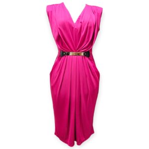 Shocking Pink Dress - Gold Plated Waist