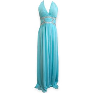 Mint Long Dress with Glass Work