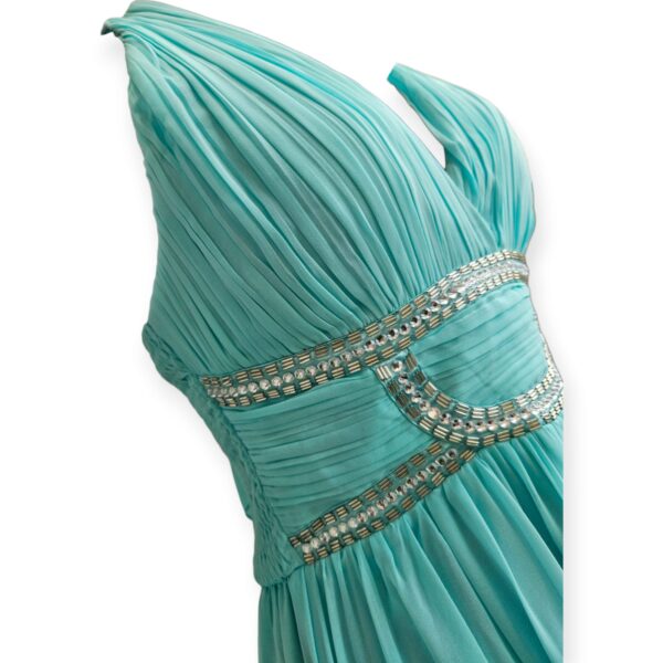 Mint Long Dress with Glass Work - Image 2