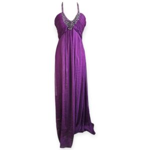 Purple Dress with Stone Detail on Neckline
