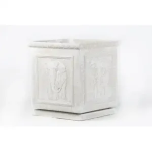 Potstory - Square Pot with Elephant Motive - White