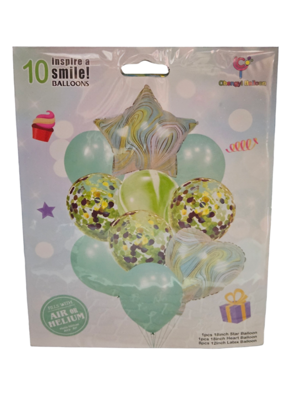 10pc Cluster star Heart Balloon - Image 2