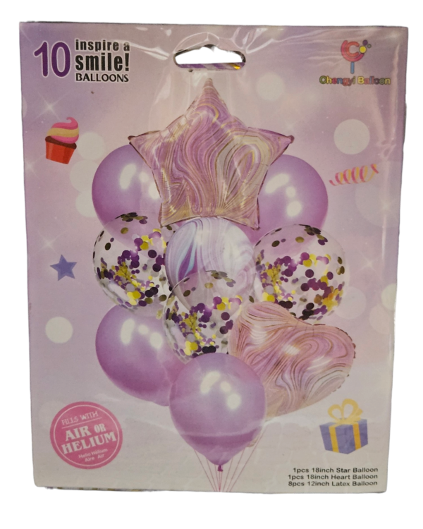 10pc Cluster star Heart Balloon