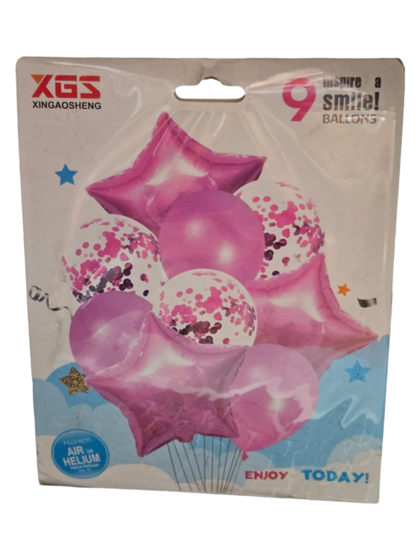 9pc Cluster star heart Balloon