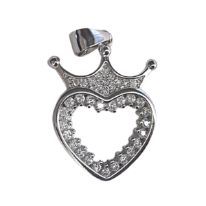 R79 Crown Heart Sterling Silver CZ Pendant
