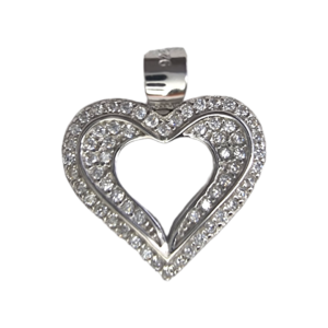 R76 Arch Heart Sterling Silver CZ Pendant