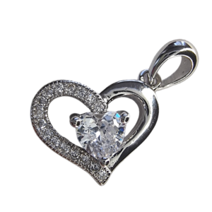 L182 Core Heart Sterling Silver CZ Pendant