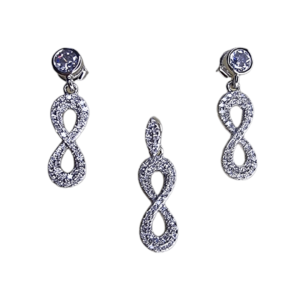 R701 Infinity Sterling Silver CZ Earrings & Pendant