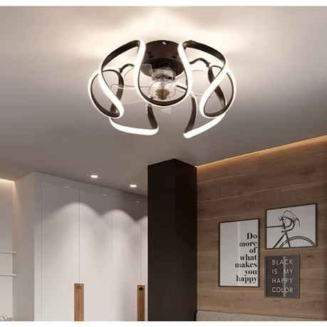 Modern Black Cage Ceiling Fan LED Light With Remote Control - Image 4