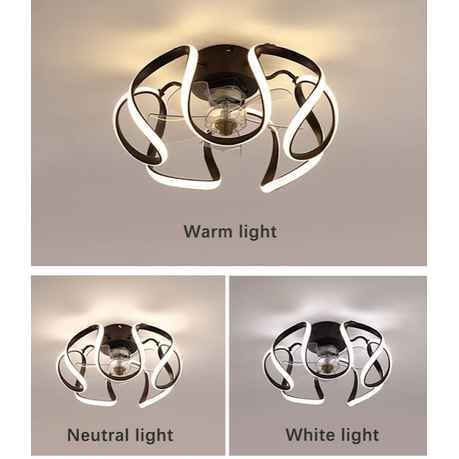Modern Black Cage Ceiling Fan LED Light With Remote Control - Image 5