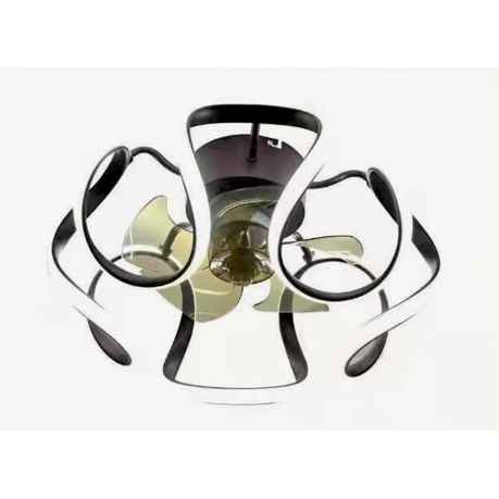 Modern Black Cage Ceiling Fan LED Light With Remote Control