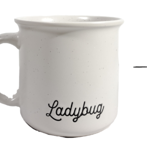 Mugs 18OZ Assorted Decal Writing - White Ladybug