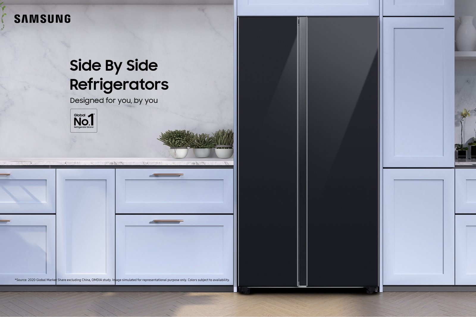 Samsung 60W Black Side by Side Bespoke Food Showcase Fridge