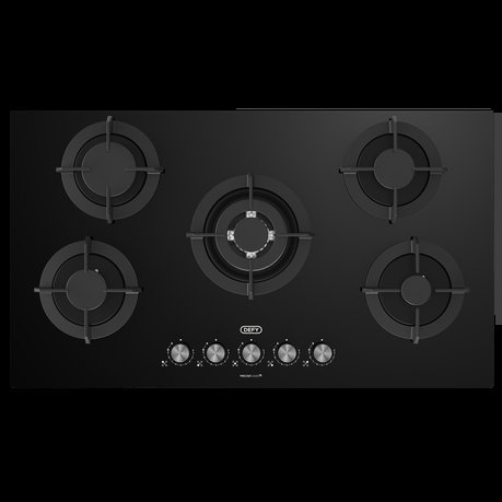 Defy 60cm Gemini Dual Fuel Gas & Electric Hob Black Glass - DHG506 - HH-DEF-DHG506
