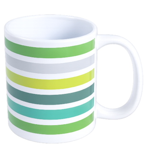 Mug 11oz Porc Glaze Circle/stripe Green