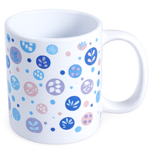 Mug 11oz Porc Glaze Stripe/cirle Blue