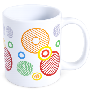 Mug 11oz Porcelain Glaze Circle Color