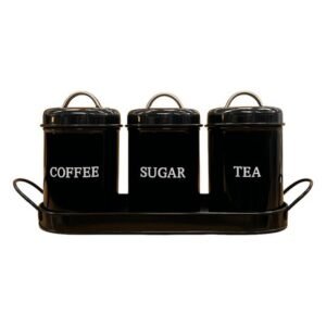 Tea/coff/sugar Canister Assrtd Color Bg - F02909
