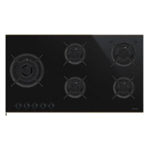 Smeg 90cm Gas-on-Glass Hob, 5 Gas Burners (Black Glass & Copper) PV695LCNR
