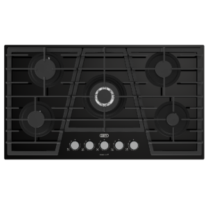 Defy 90cm Gemini Gas on Glass Black Hob with Wok Burner DHG931