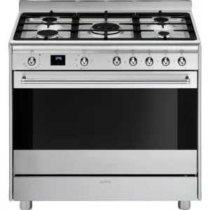 Smeg 90cm Gas-Electric Cooker, Stainless Steel, 5 Gas Burners, 129L Multifunction Oven SSA91MAX2