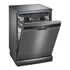 Siemens iQ500 60cm Freestanding Dishwasher, Black Steel SN25EC02MZ