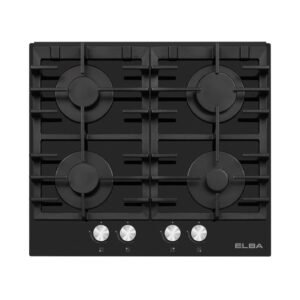 Elba 60cm Black 4 Burner Gas on Glass Hob