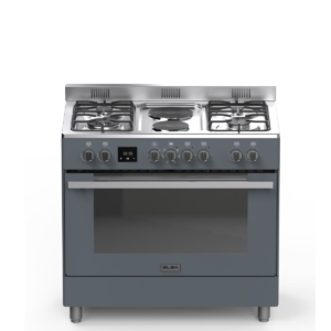 Elba 90cm Slate Grey 4 Gas Burners with 2 Electric Plates Cooker
